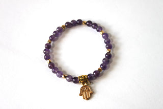 Copy of GENUINE Natural Stones/Healing Crystals, hand-crafted bracelets (purple amethyst, purple crystal, purple agate, white quartz).