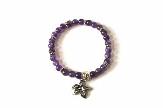 Copy of GENUINE Natural Stones/Healing Crystals, hand-crafted bracelets (purple amethyst, purple crystal, purple agate, white quartz).