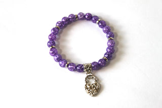 Copy of GENUINE Natural Stones/Healing Crystals, hand-crafted bracelets (purple amethyst, purple crystal, purple agate, white quartz).