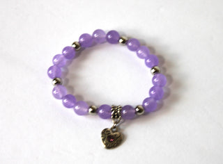 Copy of GENUINE Natural Stones/Healing Crystals, hand-crafted bracelets (purple amethyst, purple crystal, purple agate, white quartz).