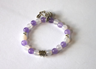 Copy of GENUINE Natural Stones/Healing Crystals, hand-crafted bracelets (purple amethyst, purple crystal, purple agate, white quartz).