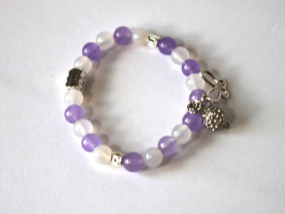 Copy of GENUINE Natural Stones/Healing Crystals, hand-crafted bracelets (purple amethyst, purple crystal, purple agate, white quartz).