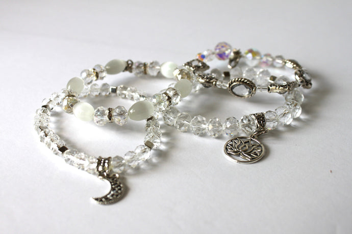 Czech Crystals/Glass hand-crafted bracelets (Multiple styles/color options available) Adorned with pretty charms.