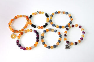 GENUINE Natural Stones/Healing Crystals, hand-crafted bracelets (Citrine, Pink Agate, Blue Sodalite, Black Obsidian, Amethyst).