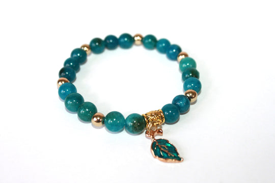 GENUINE Natural Stones/Healing Crystals, hand-crafted bracelets (Green and blue agate, white labradorite, green jade).