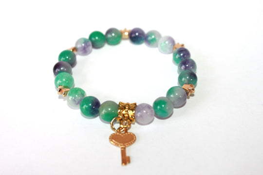 GENUINE Natural Stones/Healing Crystals, hand-crafted bracelets (Green and blue agate, white labradorite, green jade).