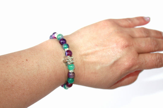 GENUINE Natural Stones/Healing Crystals, hand-crafted bracelets (Green and blue agate, white labradorite, green jade).