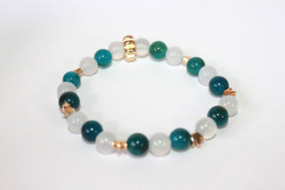 GENUINE Natural Stones/Healing Crystals, hand-crafted bracelets (Green and blue agate, white labradorite, green jade).