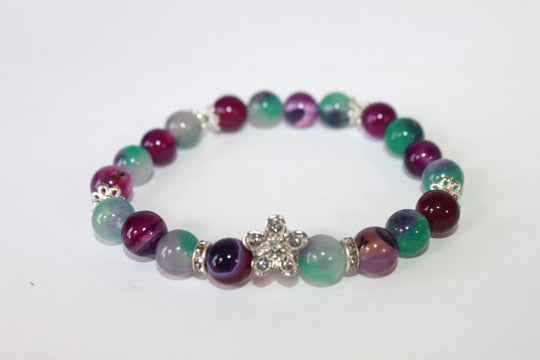 GENUINE Natural Stones/Healing Crystals, hand-crafted bracelets (Green and blue agate, white labradorite, green jade).