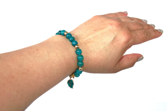 GENUINE Natural Stones/Healing Crystals, hand-crafted bracelets (Green and blue agate, white labradorite, green jade).