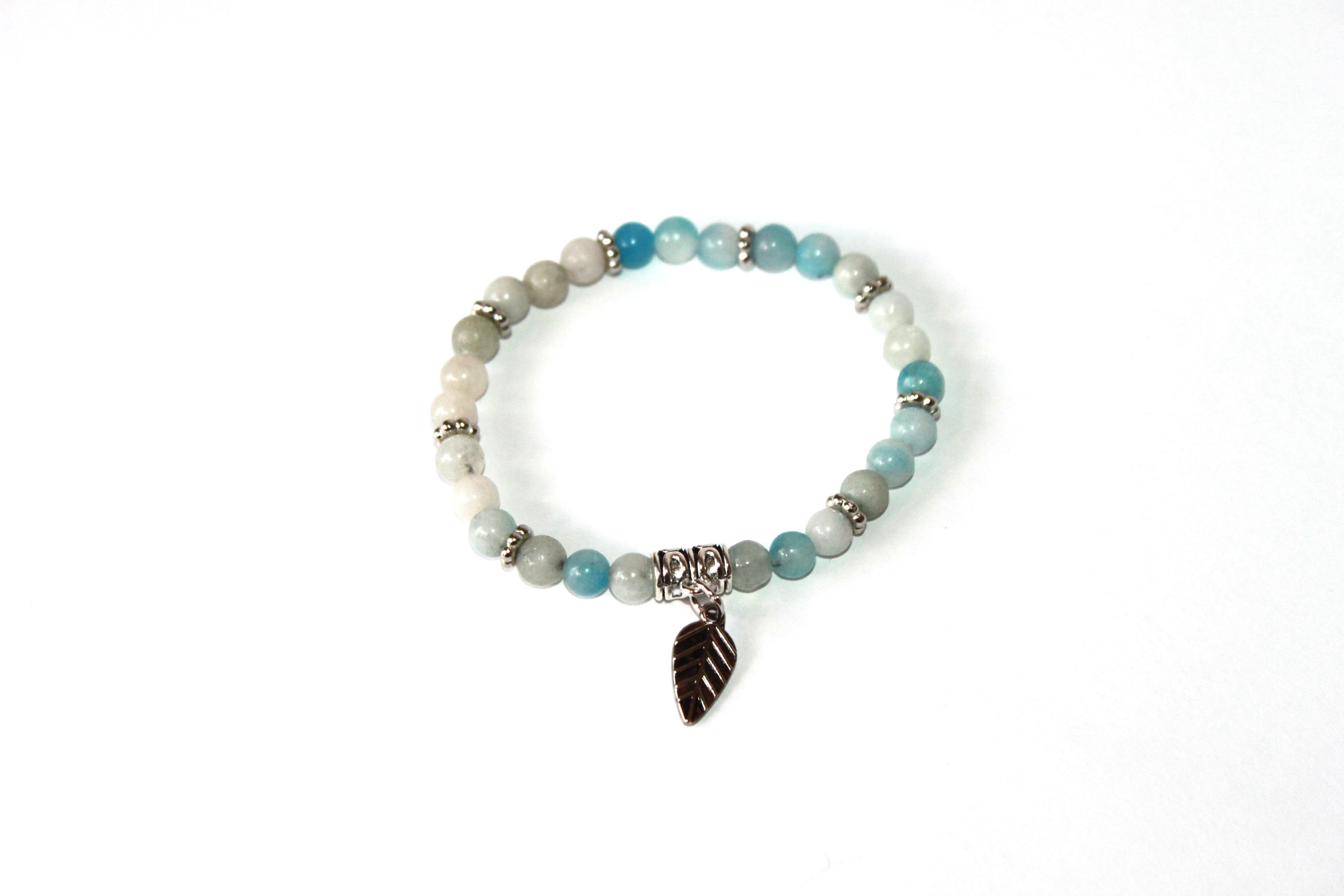 Copy of GENUINE Natural Stones/Healing Crystals, hand-crafted bracelets (Green and blue agate, white labradorite, green jade).