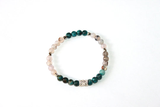 GENUINE Natural Stones/Healing Crystals, hand-crafted bracelets (Green and blue agate, white labradorite, green jade).