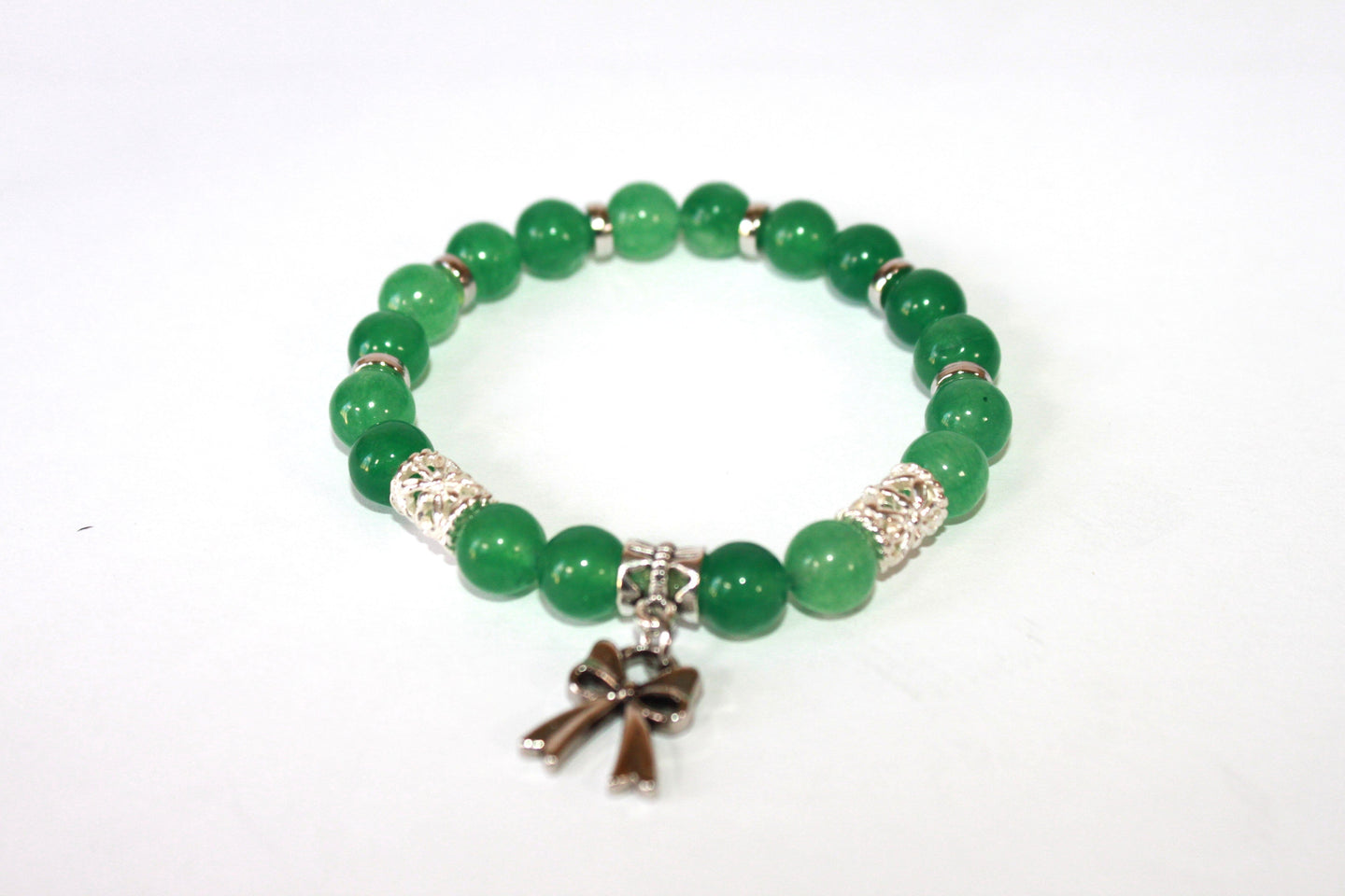 GENUINE Natural Stones/Healing Crystals, hand-crafted bracelets (Green Aventurine, Green Qing Hai Jade, White Quartz, Green Turquoise). BGGRB3