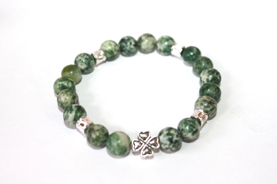 GENUINE Natural Stones/Healing Crystals, hand-crafted bracelets (Green Aventurine, Green Qing Hai Jade, White Quartz, Green Turquoise). BGGRB3