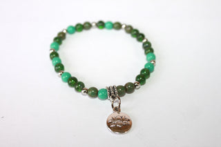 GENUINE Natural Stones/Healing Crystals, hand-crafted bracelets (Green Aventurine, Green Qing Hai Jade, White Quartz, Green Turquoise). BGGRB3