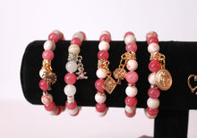 Load image into Gallery viewer, GENUINE Natural Stones/Healing Crystals, hand-crafted bracelets (Pink Agate/color options). Adorned with silver or gold charms.
