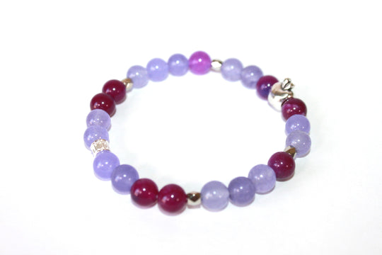 GENUINE Natural Stones/Healing Crystals, hand-crafted bracelets (purple amethyst, pink agate, white quartz).