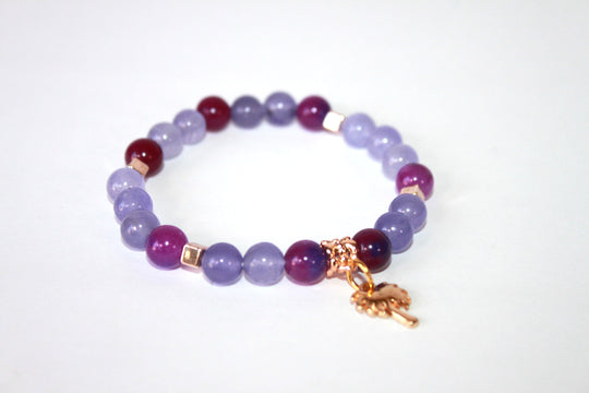 GENUINE Natural Stones/Healing Crystals, hand-crafted bracelets (purple amethyst, pink agate, white quartz).
