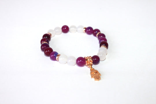 GENUINE Natural Stones/Healing Crystals, hand-crafted bracelets (purple amethyst, pink agate, white quartz).