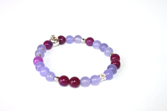 GENUINE Natural Stones/Healing Crystals, hand-crafted bracelets (purple amethyst, pink agate, white quartz).