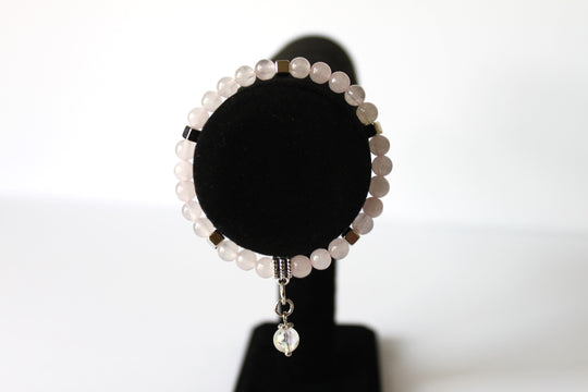 GENUINE Natural Stones/Healing Crystals, hand-crafted bracelets  (Rose and dark rose quartz). Adorned with silver or gold charms
