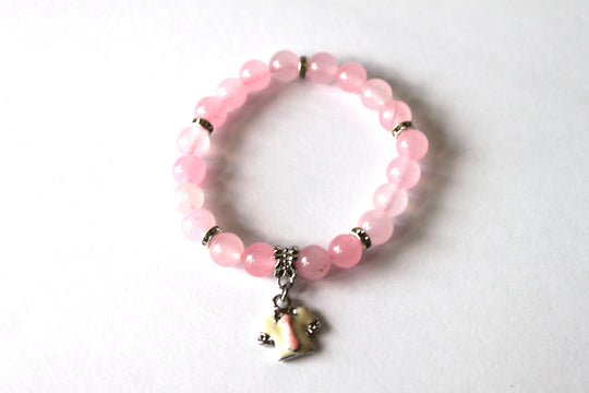 GENUINE Natural Stones/Healing Crystals, hand-crafted bracelets  (Rose and dark rose quartz). Adorned with silver or gold charms
