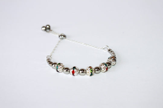 Muli-color stones Hand-crafted stainless steel and crystal adjustable bracelet - Available in various colors.