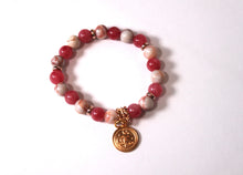 Load image into Gallery viewer, Tree of life2 GENUINE Natural Stones/Healing Crystals, hand-crafted bracelets (Pink Agate/color options). Adorned with silver or gold charms.
