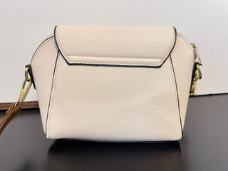 White and brown crossbody bag - small with adjustable strap-back