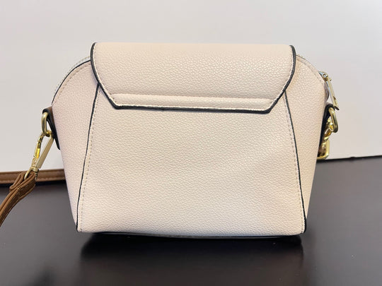 White and brown crossbody bag - small with adjustable strap-back