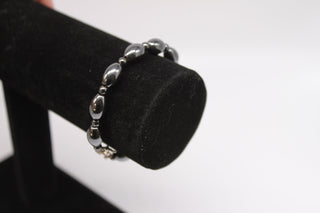 Bracelet - 7" Natural Stone Black/Shiny Hematite Stone Bracelet (Unisex) JL020
