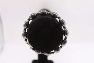 Bracelet - 7" Natural Stone Black/Shiny Hematite Stone Bracelet (Unisex) JL020