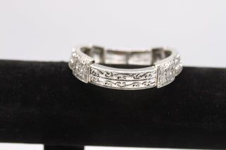 Bracelet - 7" Silver Plated - Crafted in Beautiful Victorian Style with Rhinestones JL014