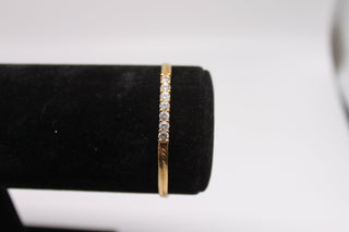 Bracelet - 7" VTG 14K Gold Plate Bracelet Crafted in a Beautiful Herringbone Pattern adorned with Rhinestones JL013
