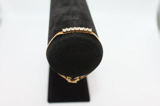 Bracelet - 7" VTG 14K Gold Plate Bracelet Crafted in a Beautiful Herringbone Pattern adorned with Rhinestones JL013