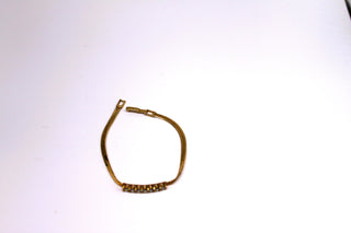 Bracelet - 7" VTG 14K Gold Plate Bracelet Crafted in a Beautiful Herringbone Pattern adorned with Rhinestones JL013