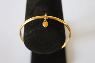 Bracelet - Gold bangle- 14K GP with gold heart charm (7.5" diam) JL039