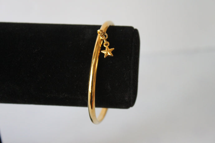 Bracelet - Gold bangle- 14K GP with gold star charm (7.5