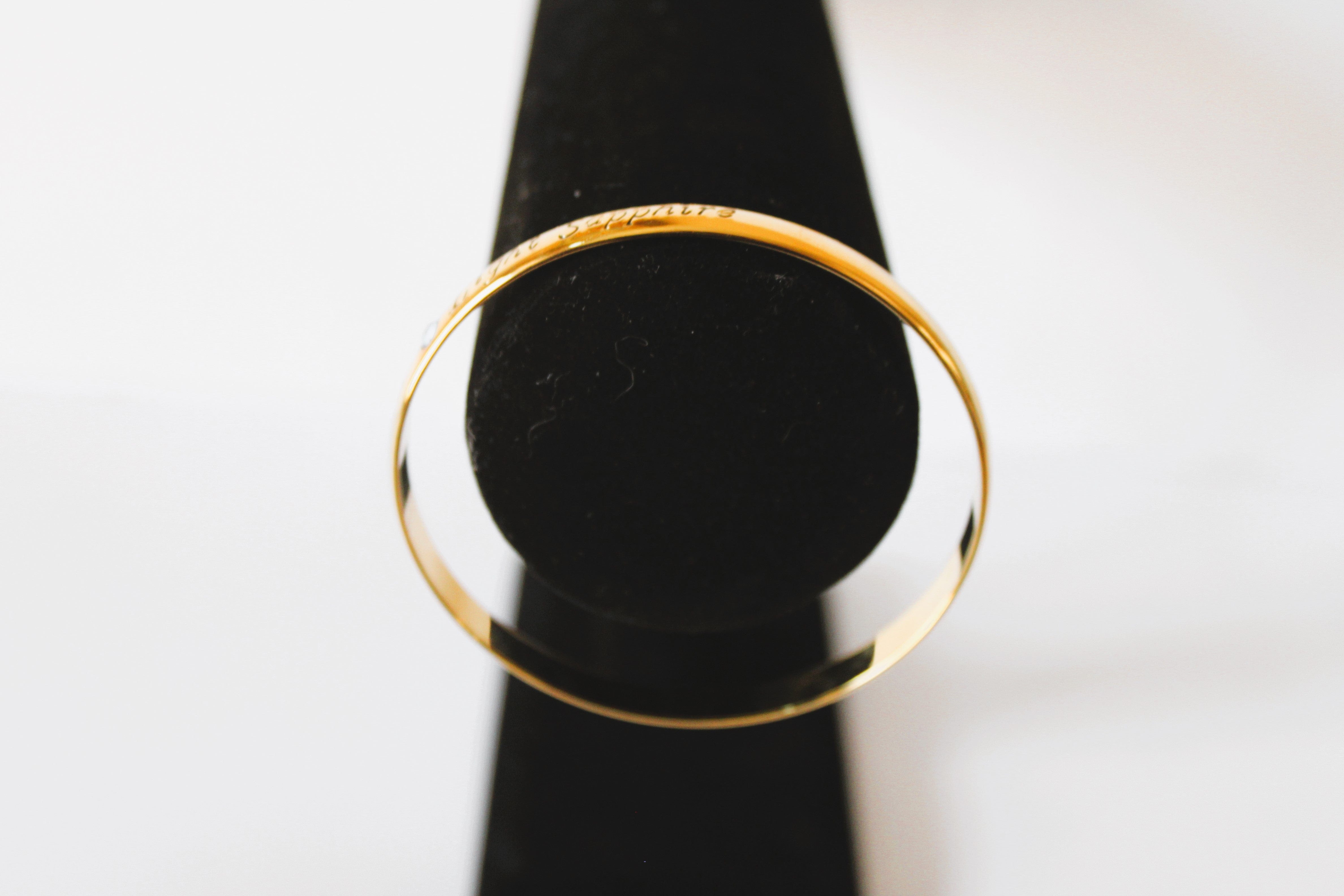 Bracelet - Gold bangle- December inscription with light blue sapphire gemstone JL038
