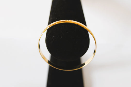 Bracelet - Gold bangle- December inscription with light blue sapphire gemstone JL038