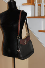 Load image into Gallery viewer, Brighton Shoulder Bag - Black and Brown Leather Handbag w/Silver Accents- Excellent Condition HB051
