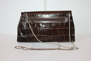 Brighton Vintage Crossbody and Clutch Bag - Brown Leather w/signature silver accents HB044