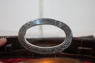 Brighton Vintage Crossbody and Clutch Bag - Brown Leather w/signature silver accents HB044