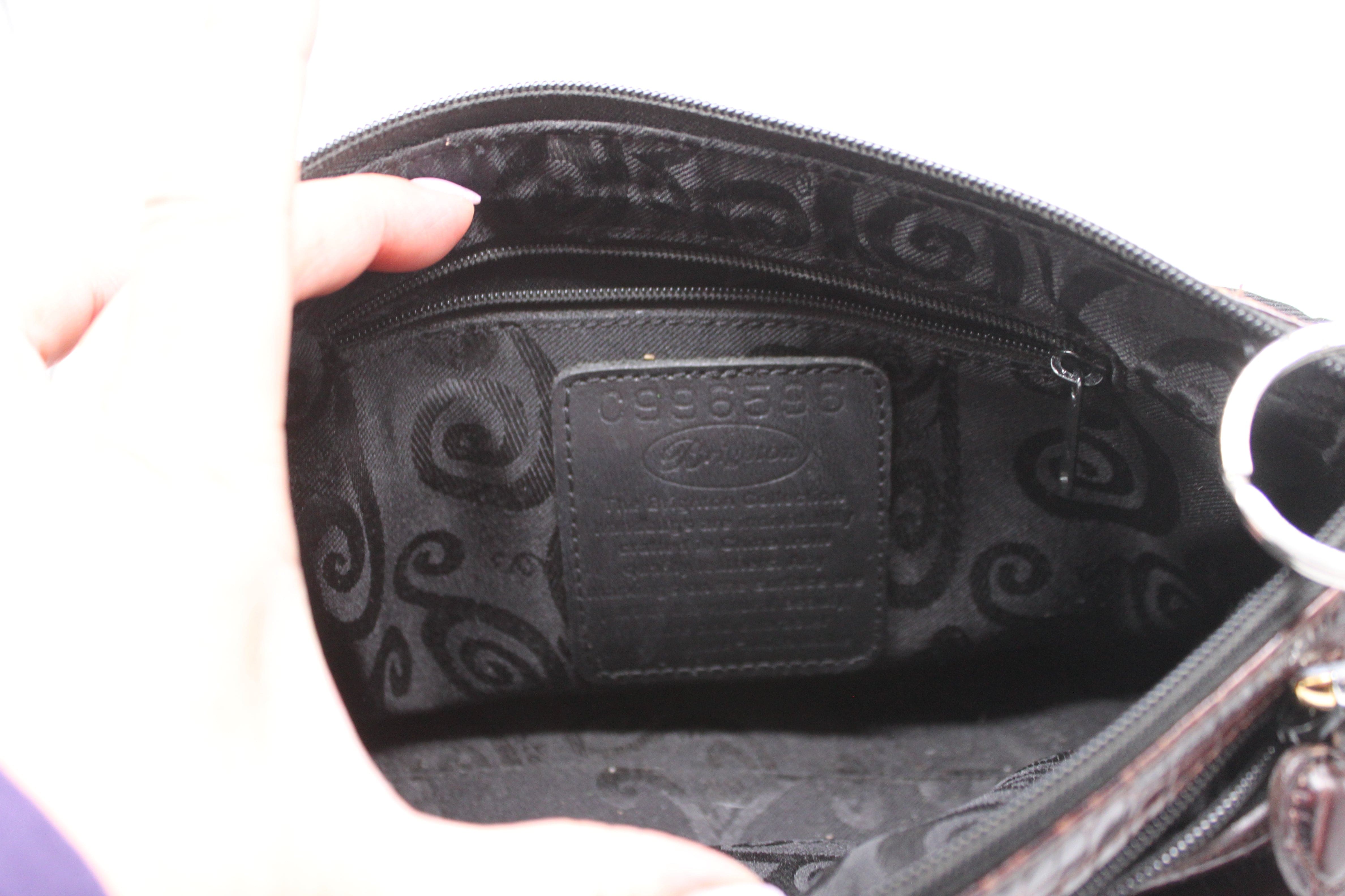 Brighton Vintage Crossbody Bag - Dark Brown Leather with signature silver accents HB011