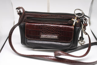 Brighton Vintage Crossbody Bag - Dark Brown Leather with signature silver accents HB011