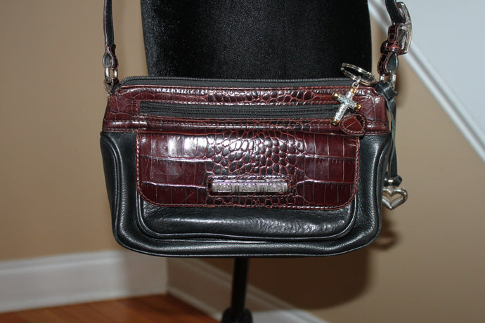 Brighton Vintage Crossbody Bag - Dark Brown Leather with signature silver accents HB011