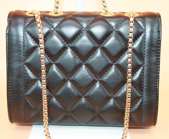 Crossbody Bag - Beautiful black soft quilt pattern bag with adjustable strap HB05\7