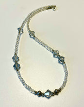 Load image into Gallery viewer, Designed &amp; hand-crafted - Light gray faceted crystals with iridescent seed beads and silver elements - necklace 17&quot; JL144
