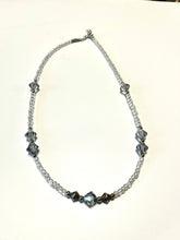 Load image into Gallery viewer, Designed &amp; hand-crafted - Light gray faceted crystals with iridescent seed beads and silver elements - necklace 17&quot; JL144
