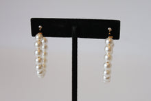 Load image into Gallery viewer, Earrings - Three gold earrings - pearl cluster and gold partial hoops JL109
